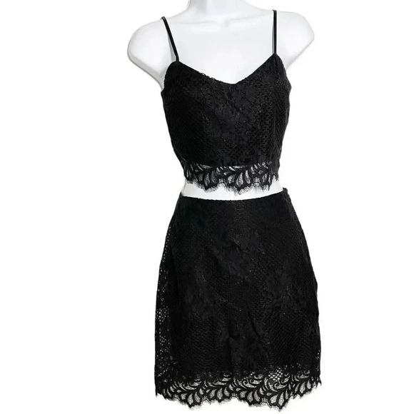 For Love and Lemons Black Lace skirt and crop top size Small Medium set outfit - Picture 3 of 11